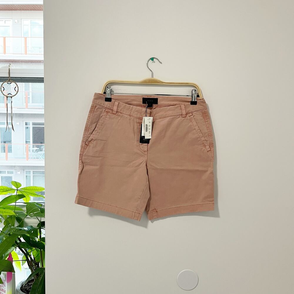 NEW J. Crew Pink Cotton Washed Bermuda Shorts Size 8